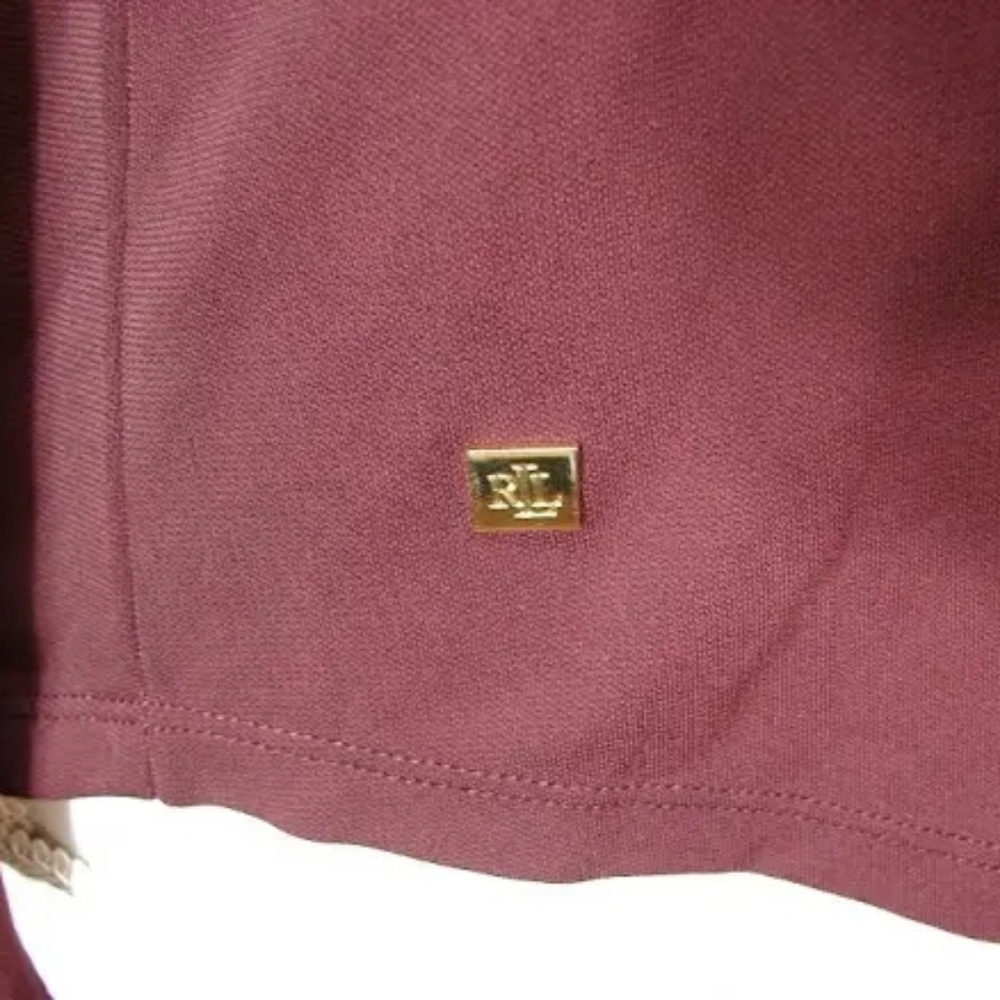 Ralph Lauren Burgundy Lace-Up Long Sleeve Top | Size S - Picture 4 of 5